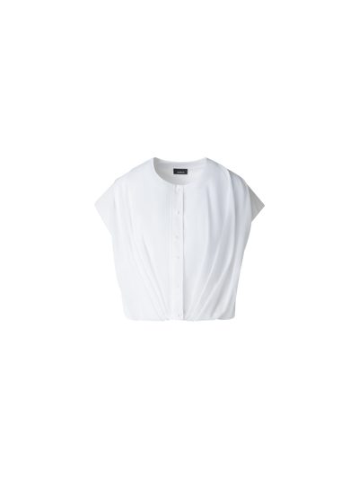 Designer Ärmellose Bluse aus Baumwoll-Voile - Weiss