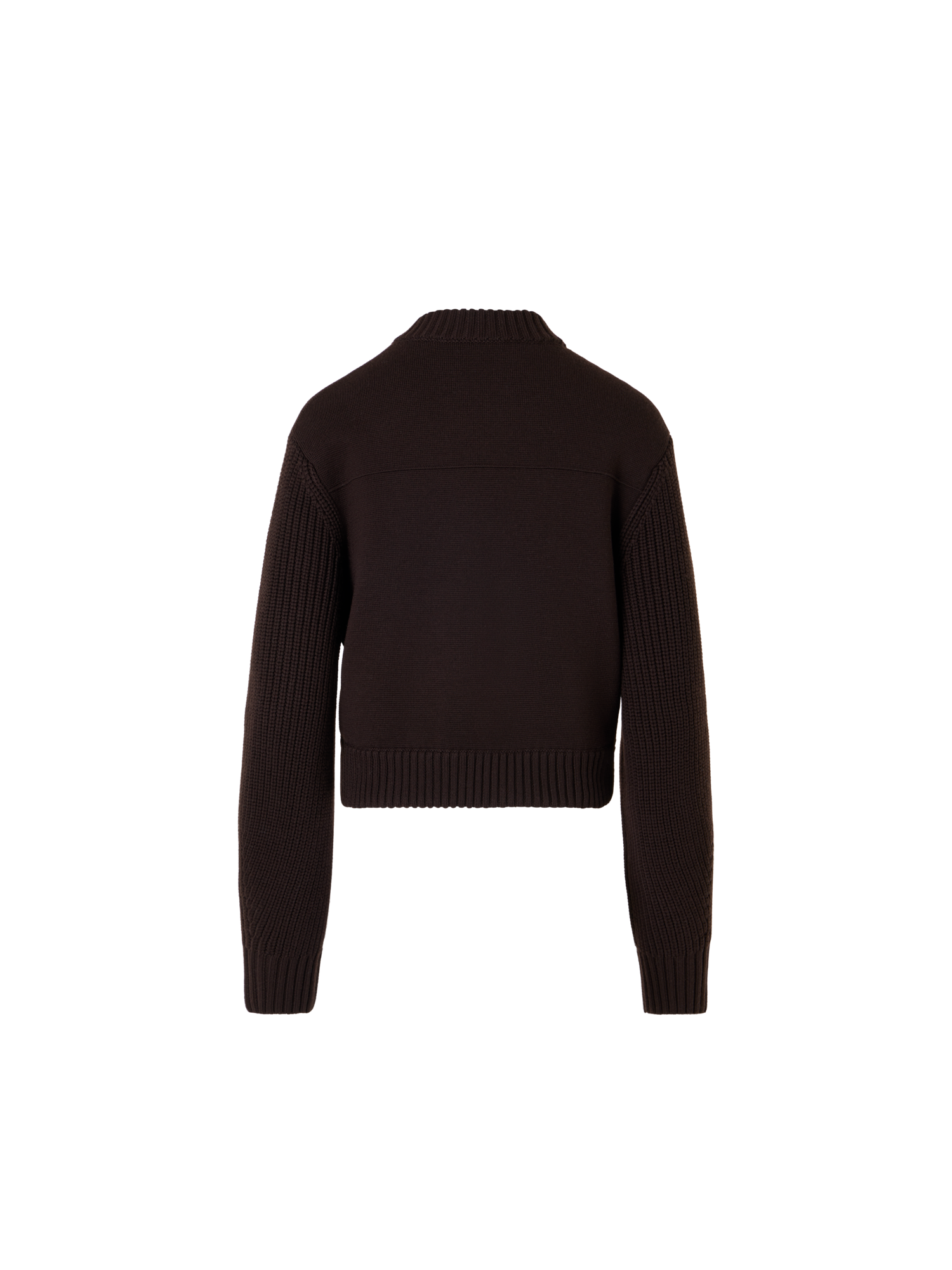 Designer Bomber-Cardigan aus Merinowolle - Braun