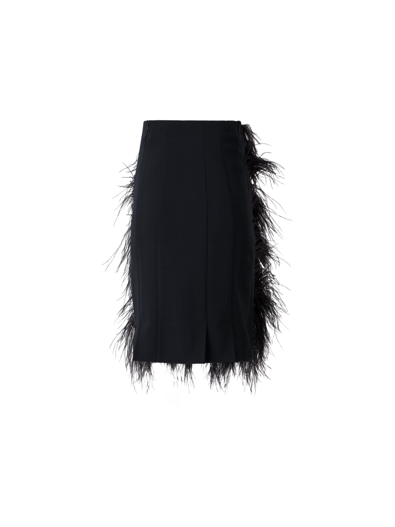 Designer Woll Doubleface Feathered Pencil Skirt - Schwarz