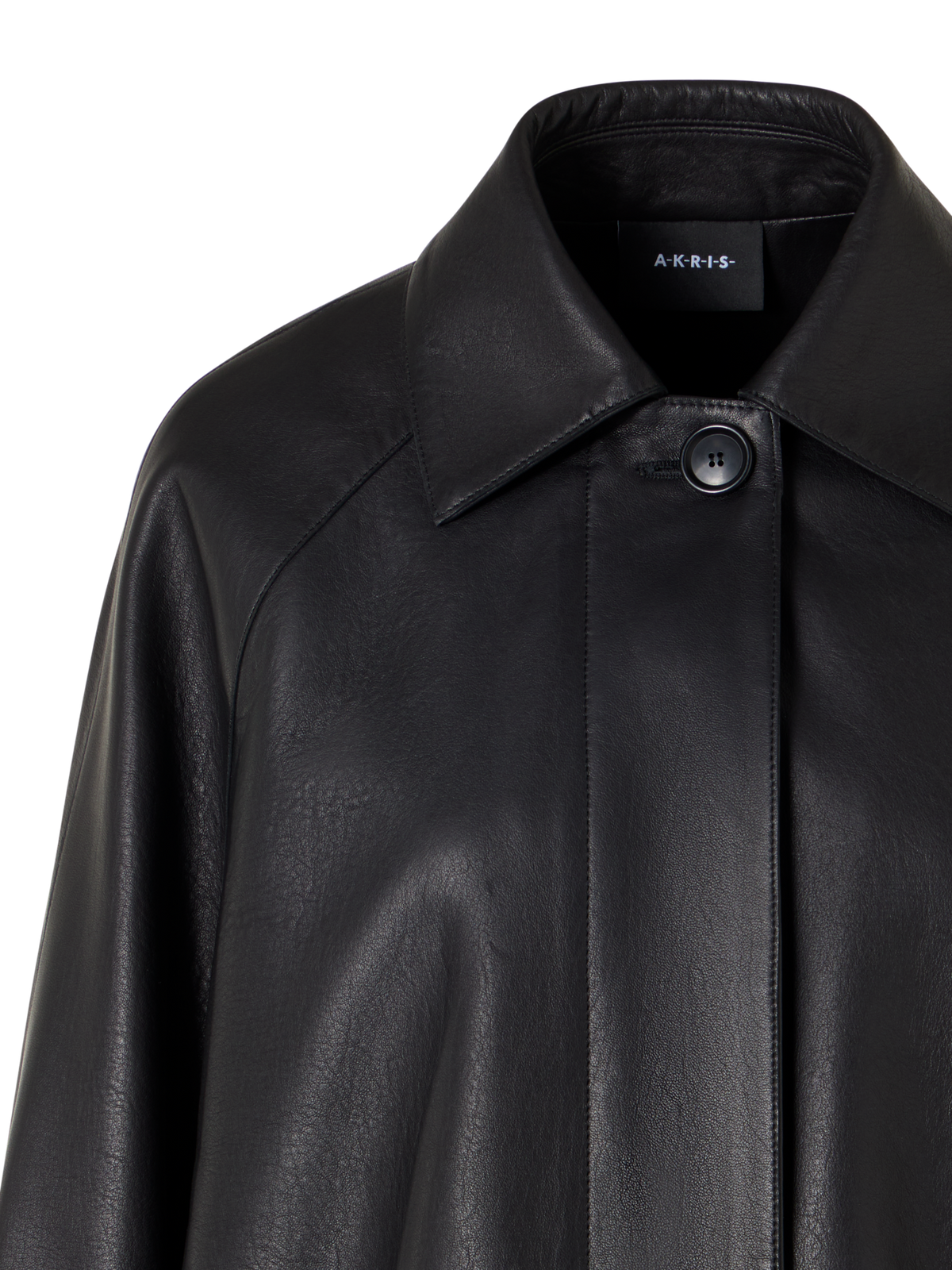 Designer Oversize Nappaleder-Blouson mit Strickbund - Schwarz