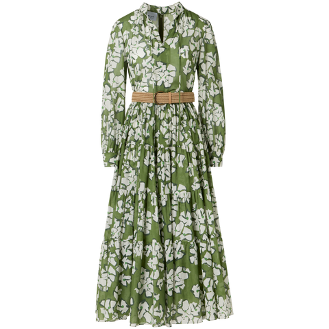 Long-Sleeve Papercut Flower Boho Midi Dress