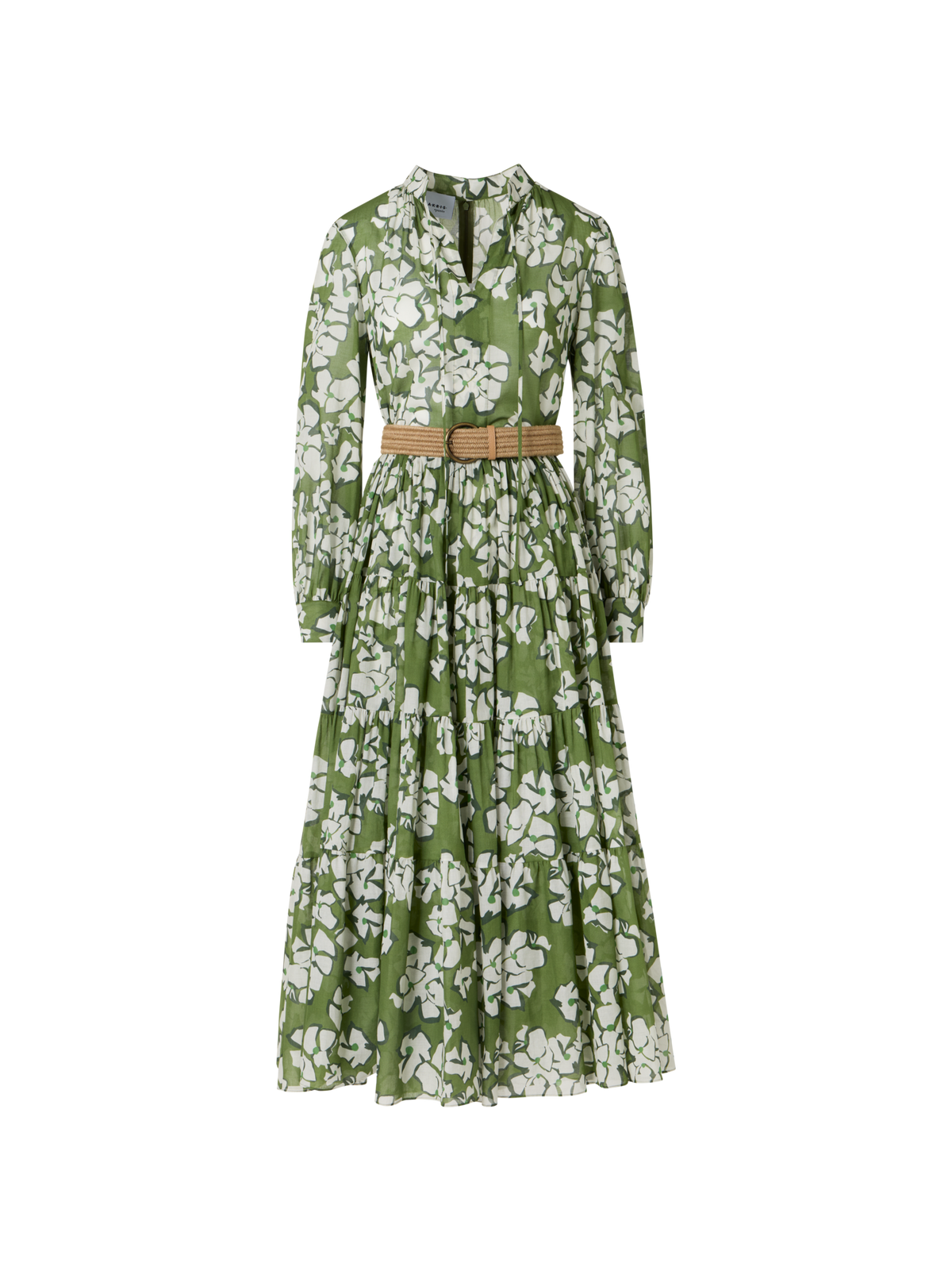 Designer Langärmeliges Boho-Midi-Kleid mit Papercut Flower Print - Bunt