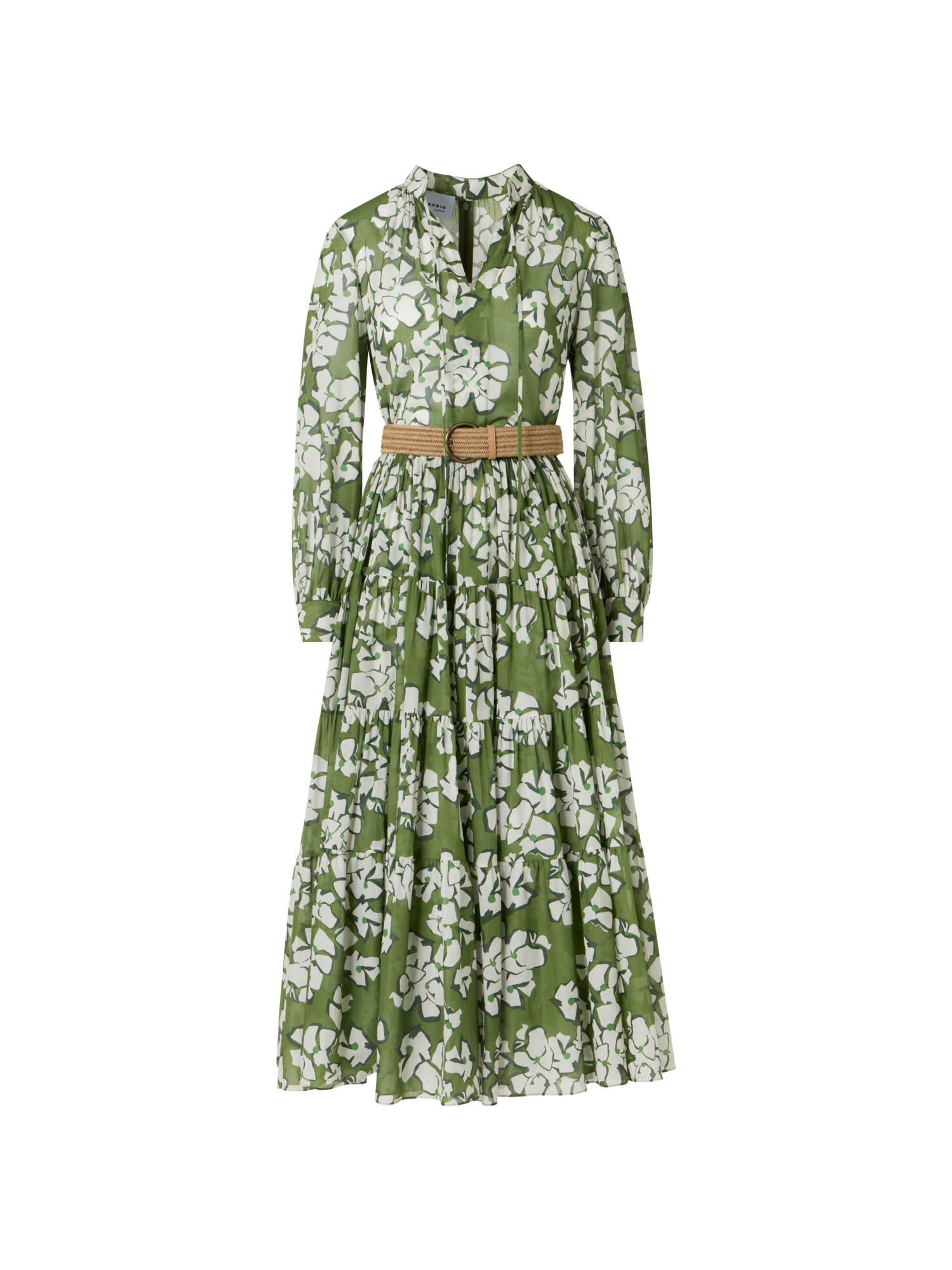 Designer Langärmeliges Boho-Midi-Kleid mit Papercut Flower Print - Bunt