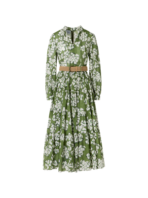 Designer Langärmeliges Boho-Midi-Kleid mit Papercut Flower Print - Bunt