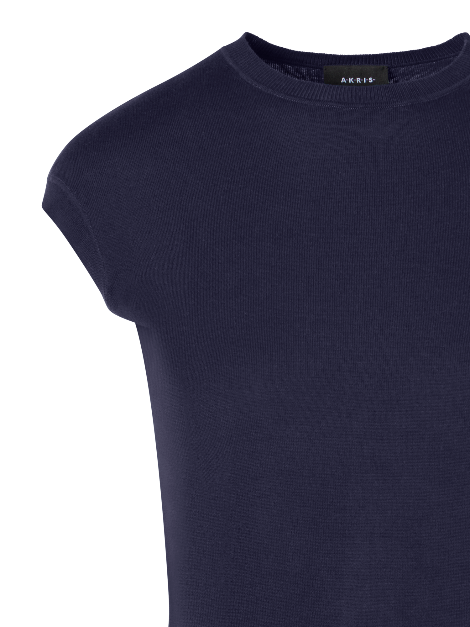 Designer Stricktop mit Flügelärmeln aus Sea-Island-Baumwolle - Dunkelblau