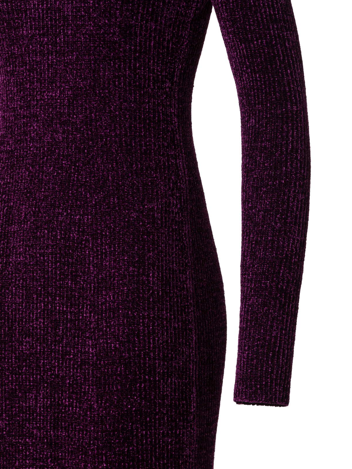 Designer Chenille-Ripp-Schlauchkleid mit langen Ärmeln - Violett