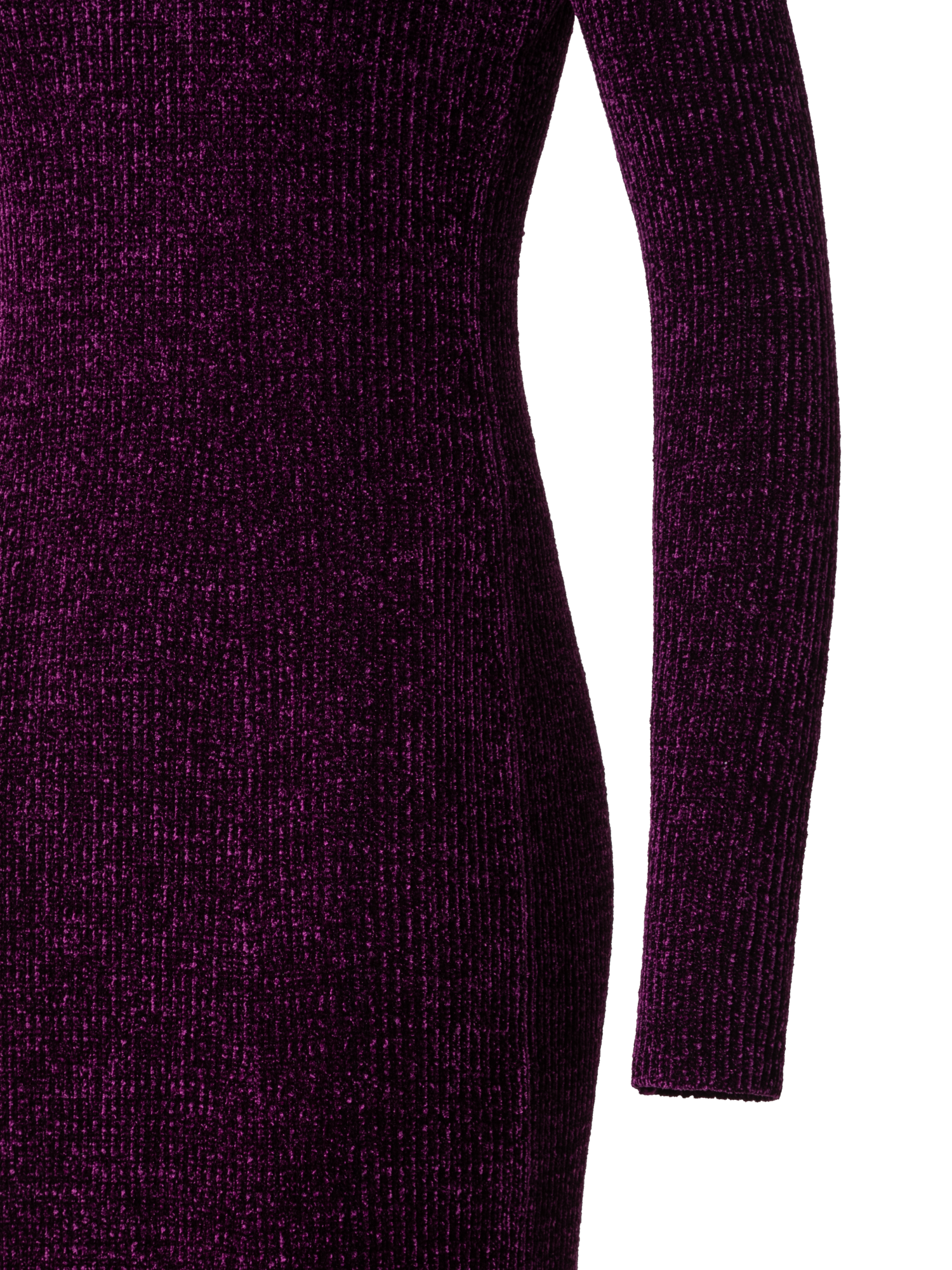 Designer Chenille-Ripp-Schlauchkleid mit langen Ärmeln - Violett