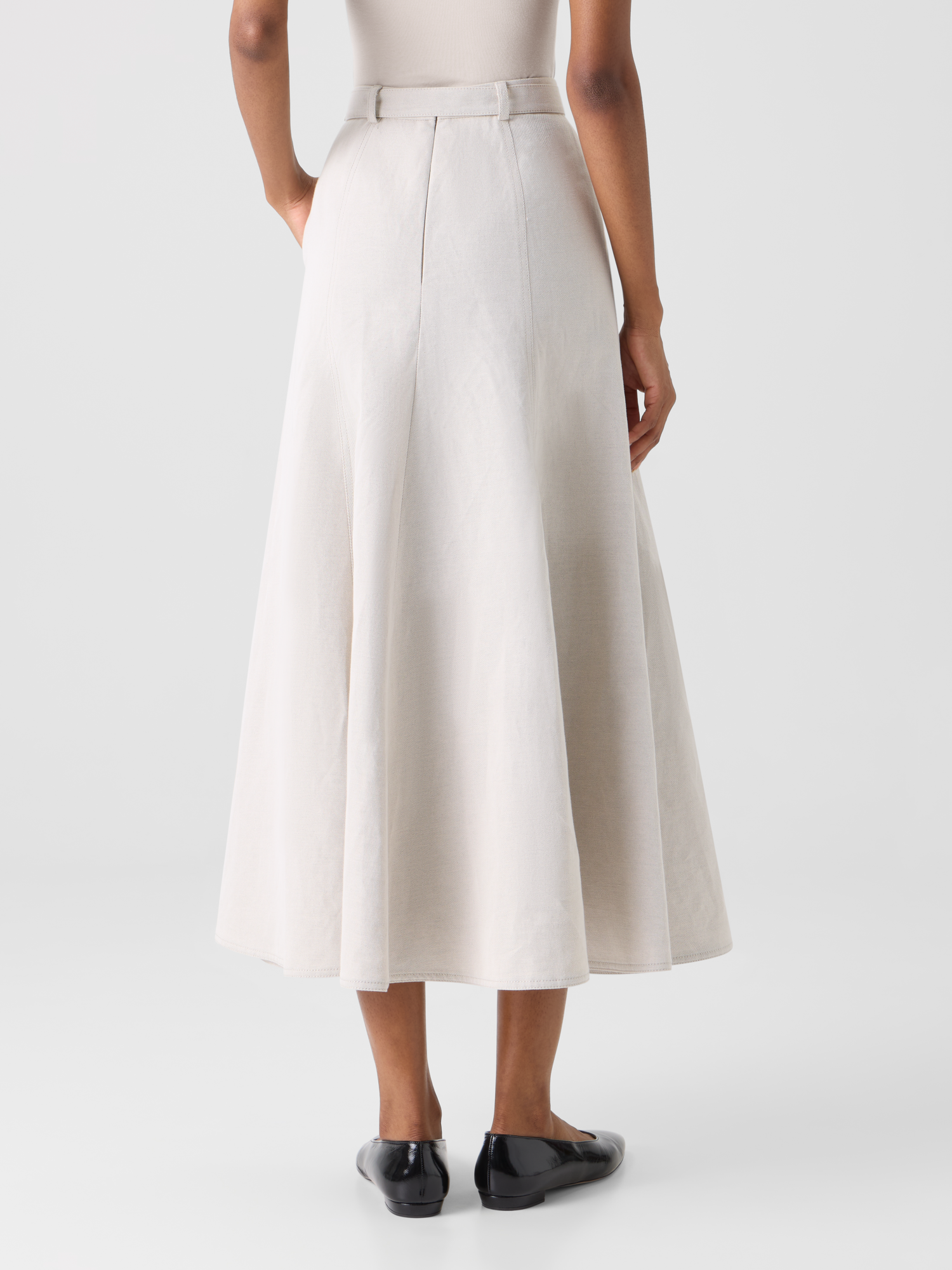 Designer Midirock in A-Linie mit Knopfleiste - Grau 