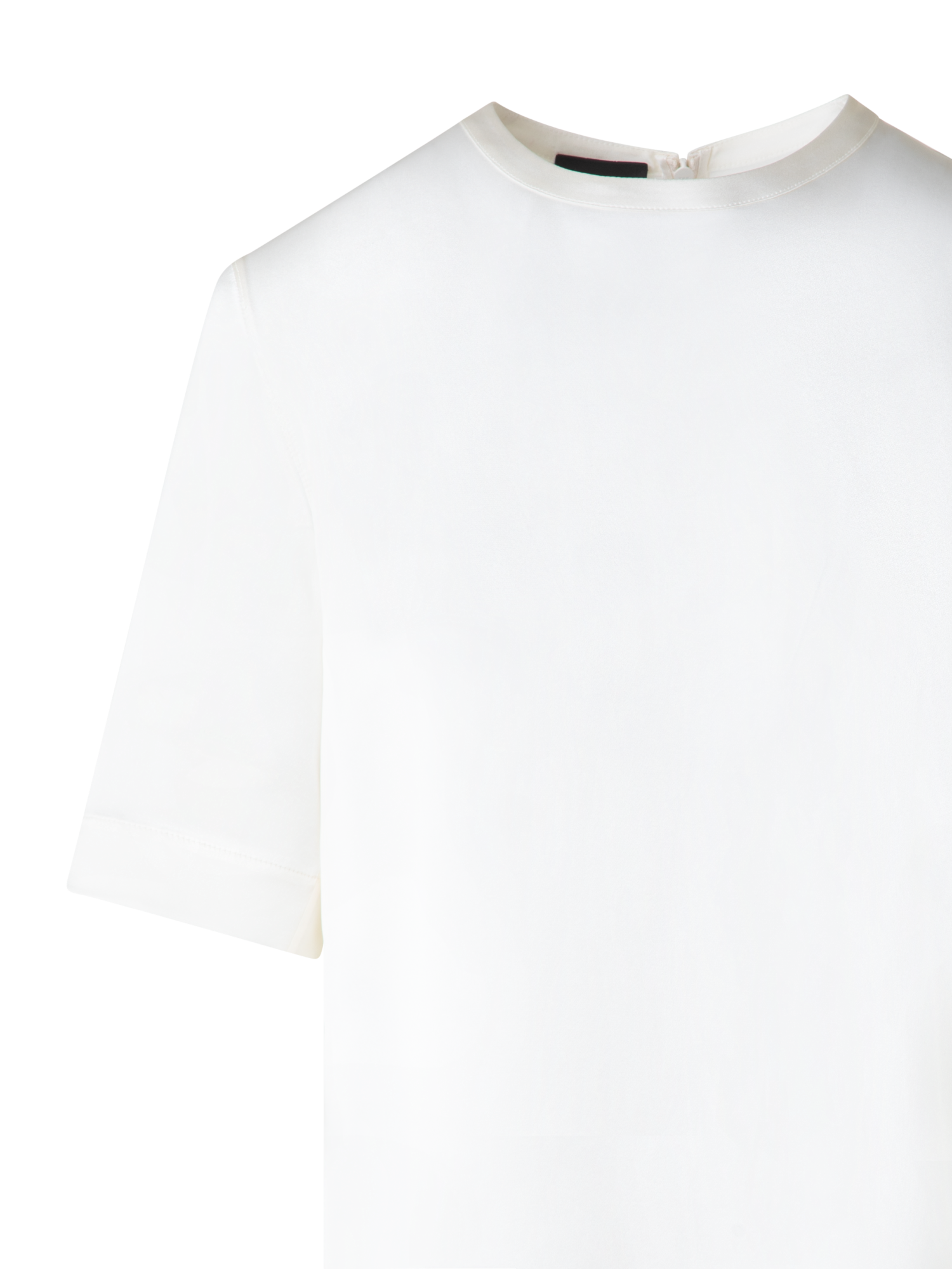 Designer Seidensatin T-Shirt Bluse - Ecru - Weiss