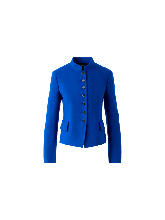 Designer Kurze Taillierte Wollflanell Doubleface Jacke - Blau