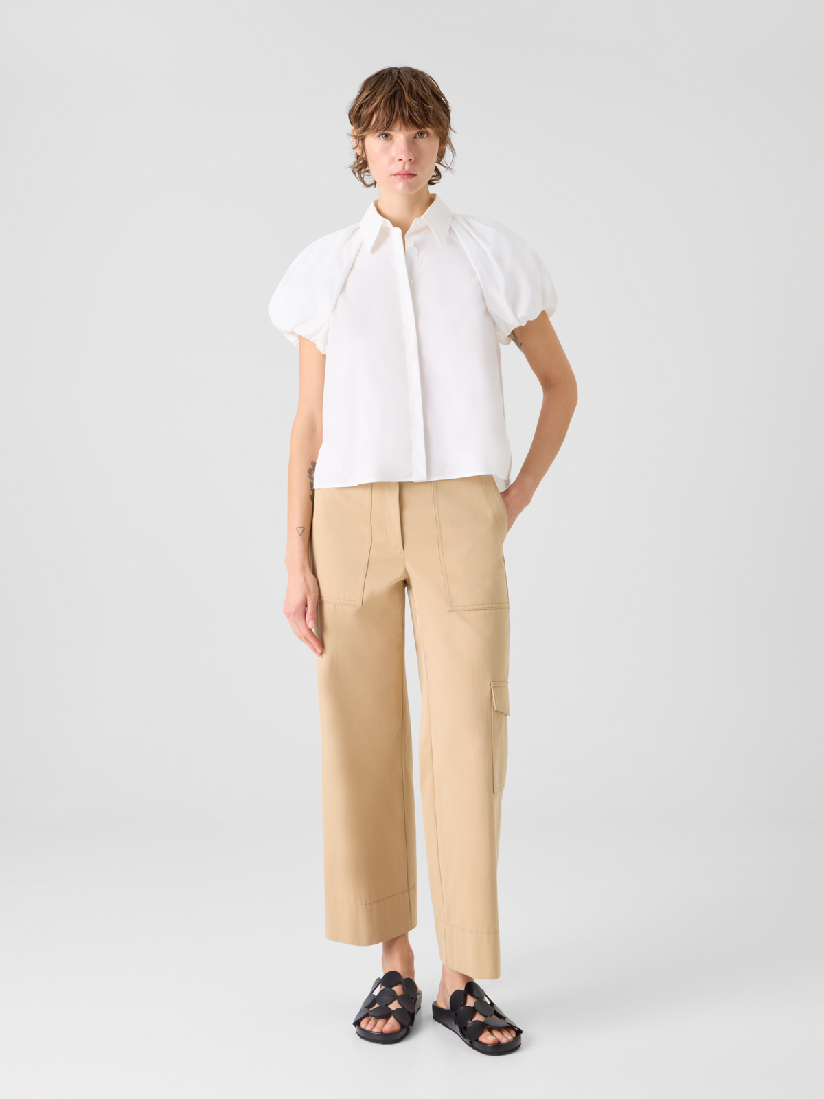Designer Cargohose aus Baumwoll-Gabardine - Beige #editorial