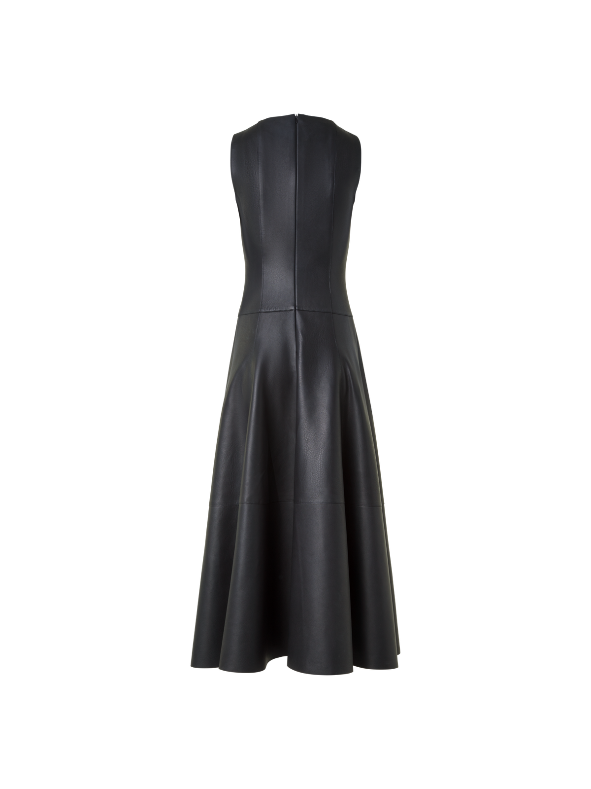 Designer Fit and Flare Lederkleid - Schwarz