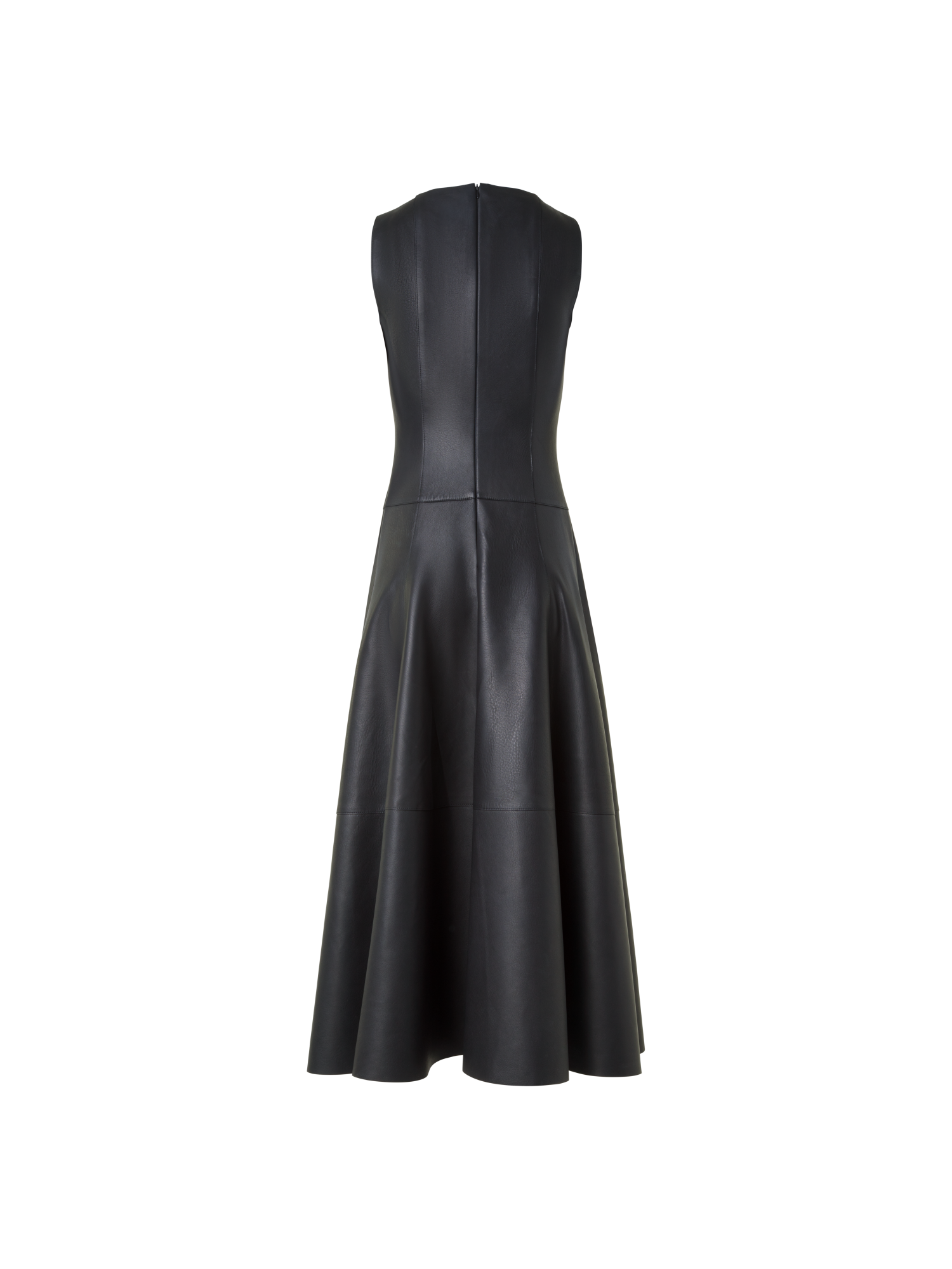 Designer Fit and Flare Lederkleid - Schwarz