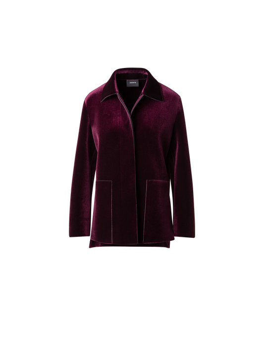 Designer Oversize Neopren-Samt-Jacke - Rosa