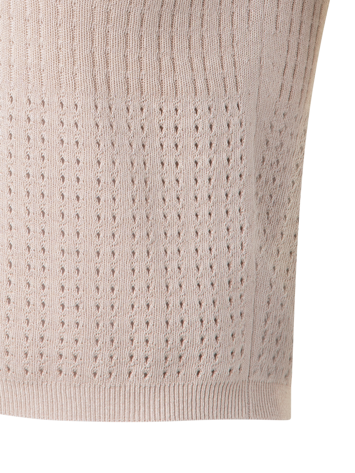 Designer Ajouré-Strickoberteil aus Seiden-Baumwolle - Beige