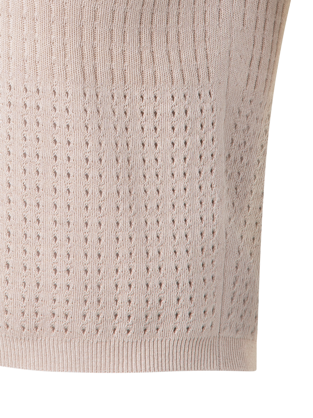 Designer Ajouré-Strickoberteil aus Seiden-Baumwolle - Beige