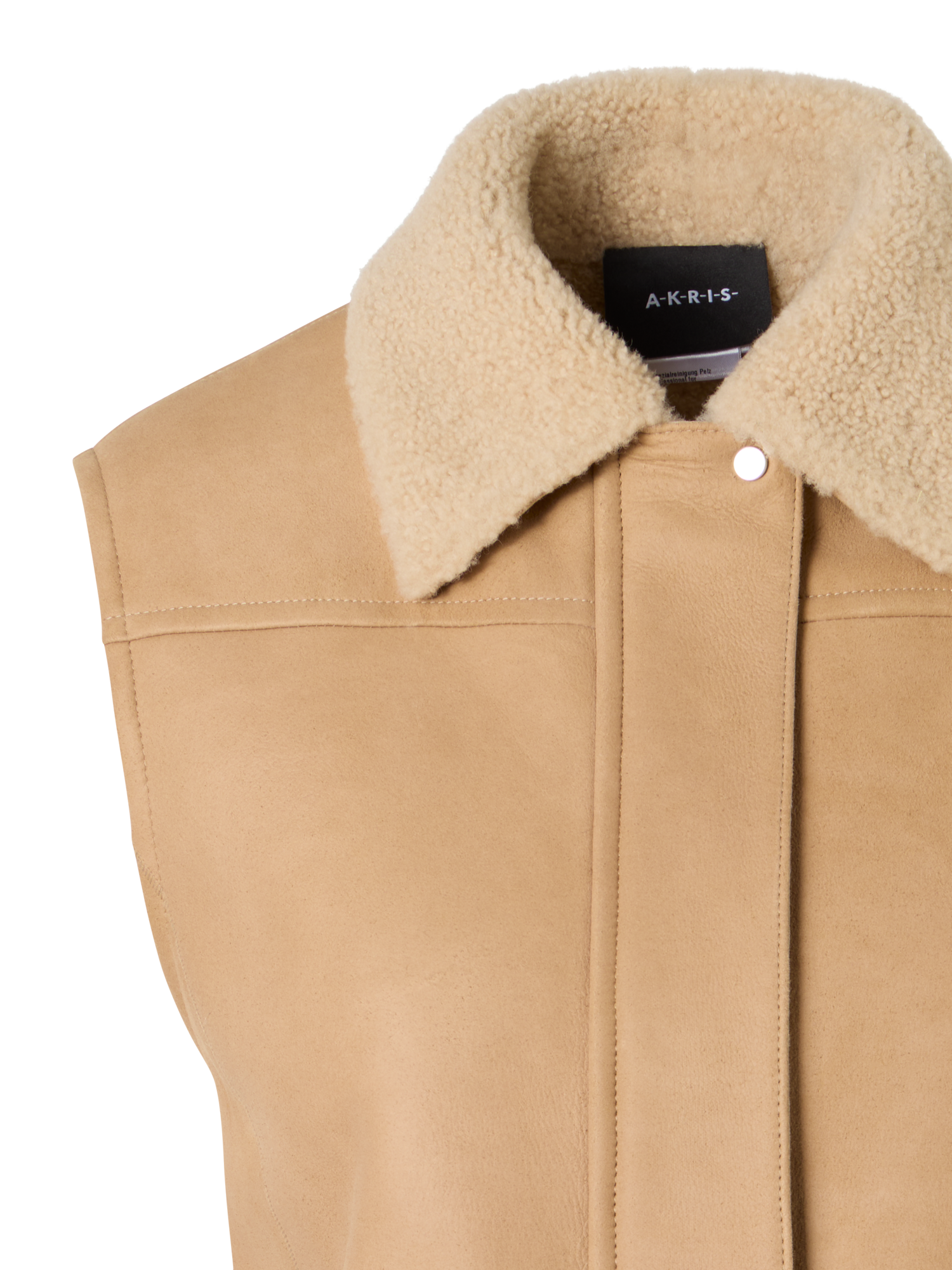 Designer Mika Lammfellweste mit Pelzkragen - Beige
