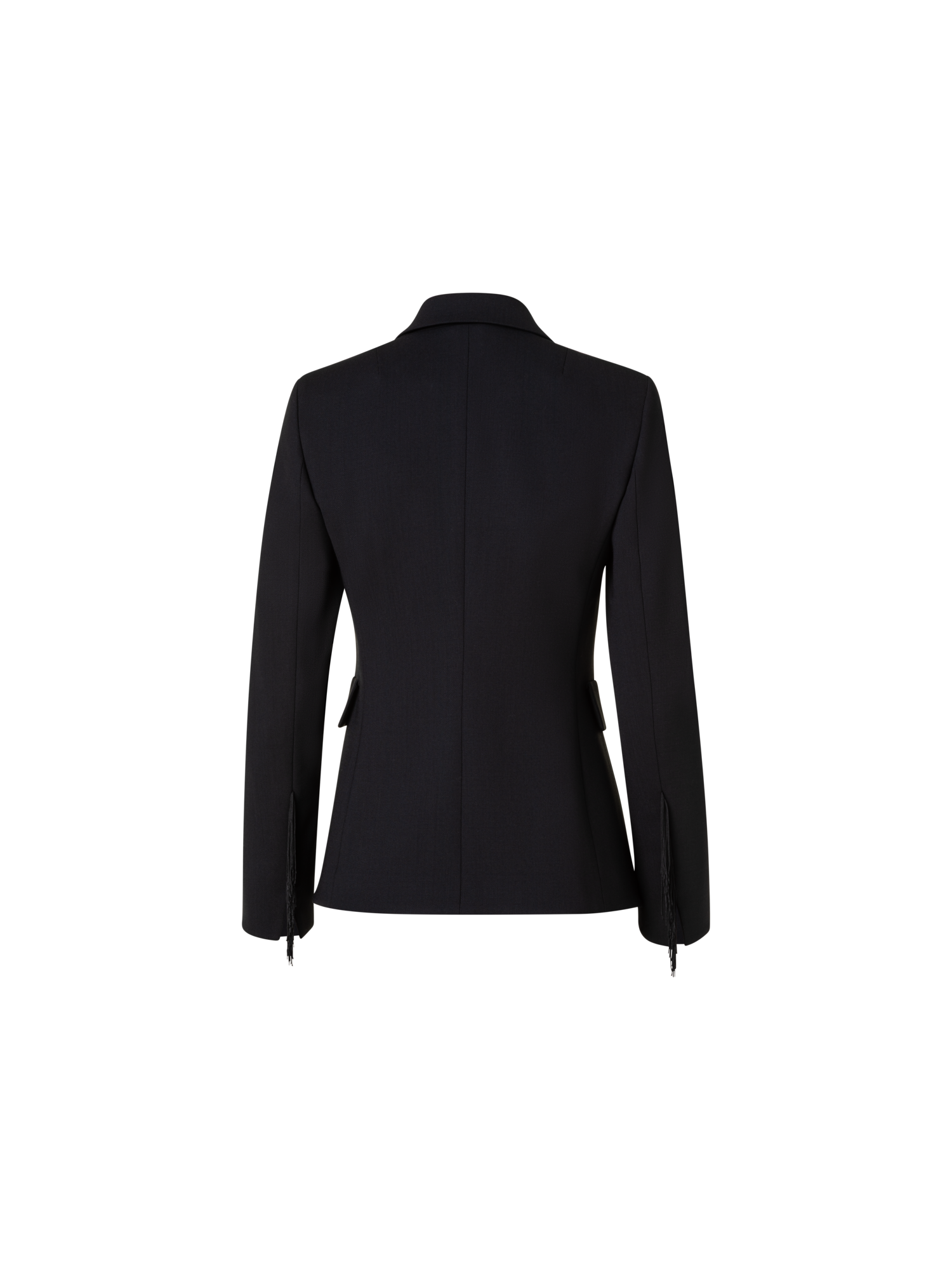 Designer Blazer mit Fransen aus Woll-Stretch-Crêpe - Schwarz