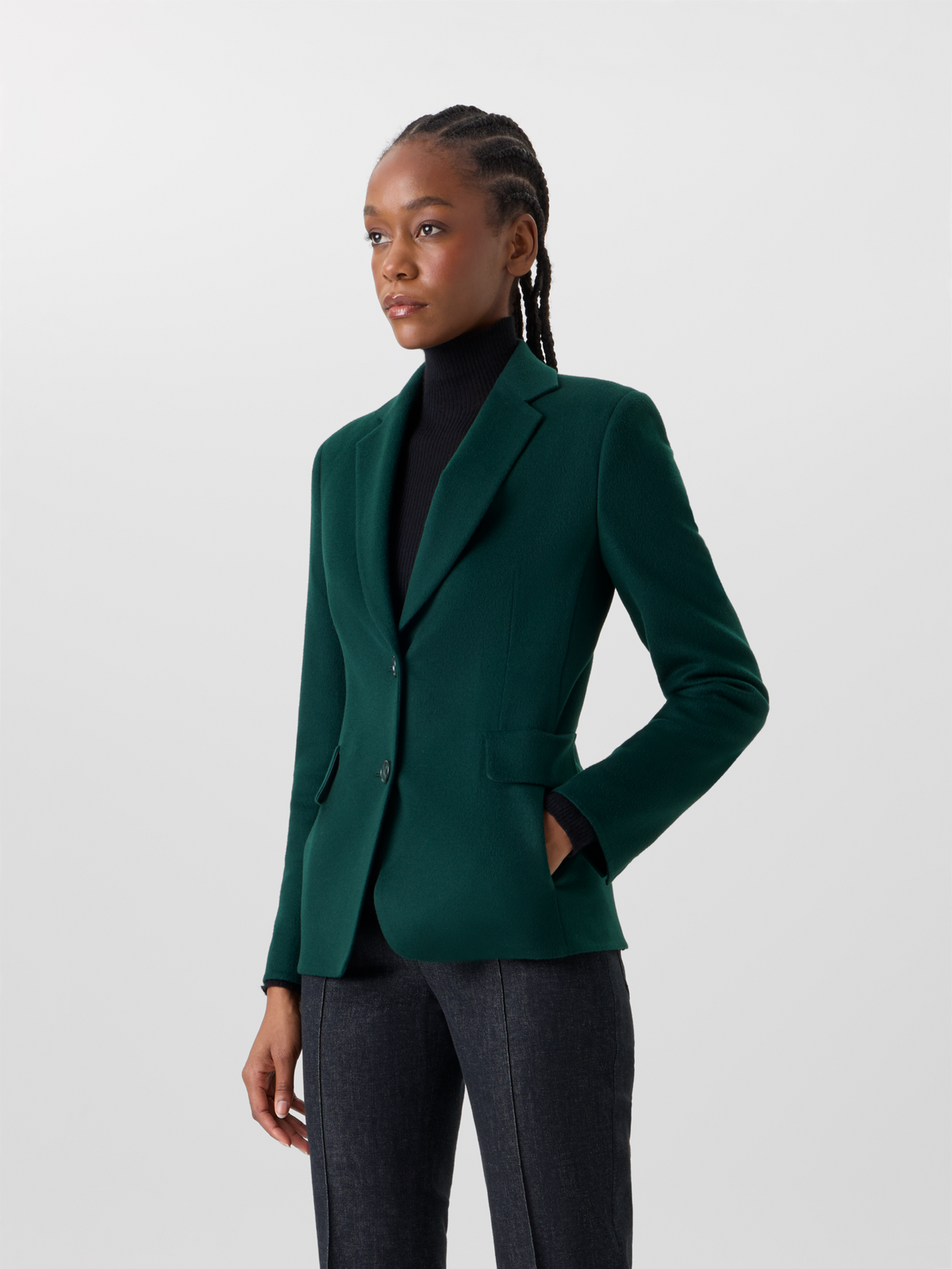 Designer Taillierte Jacke aus Kaschmir-Double-Face - Grün 