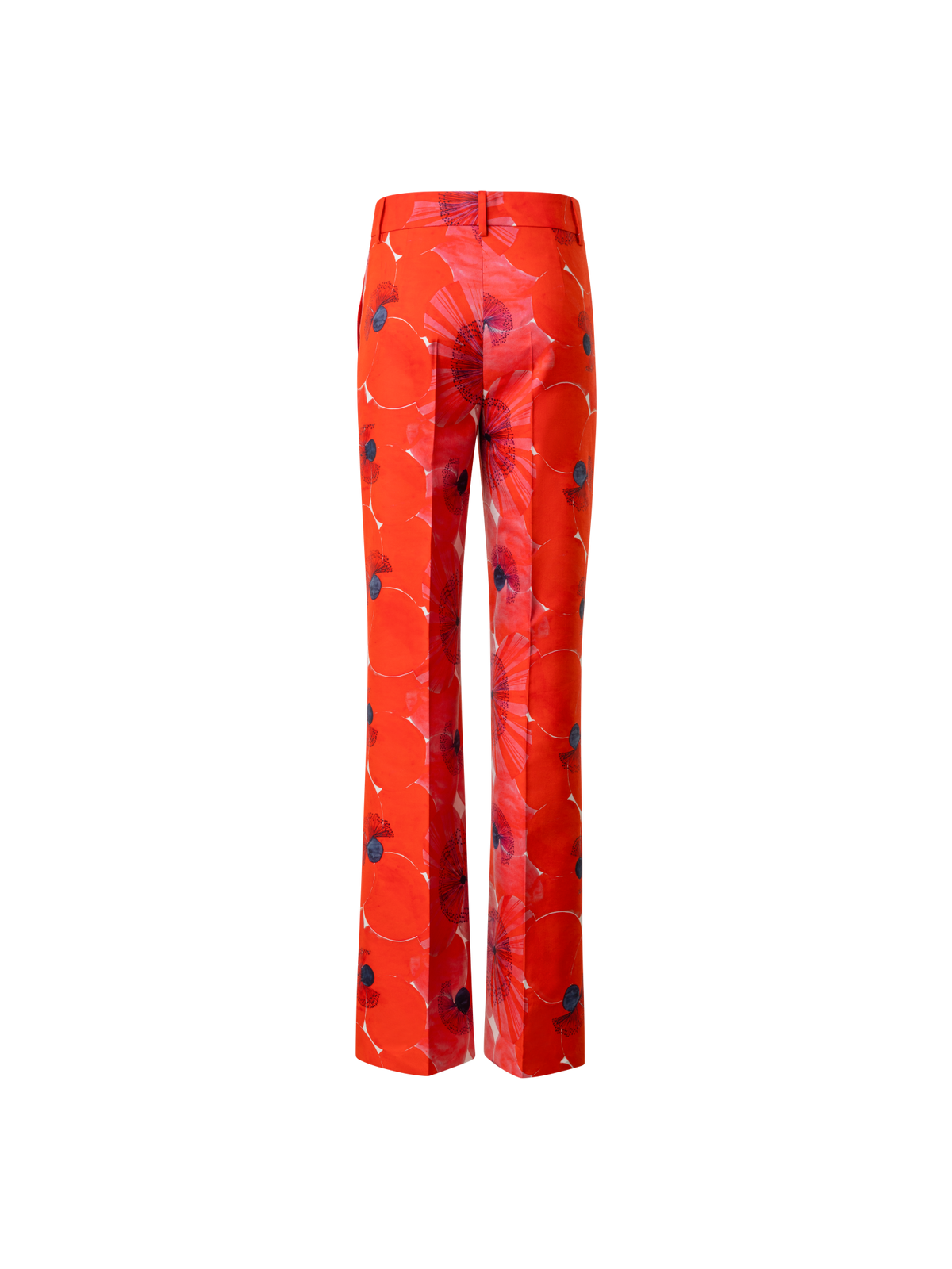 Designer Weite Hose aus Baumwollseide mit Poppy Druck - Bunt - Rot