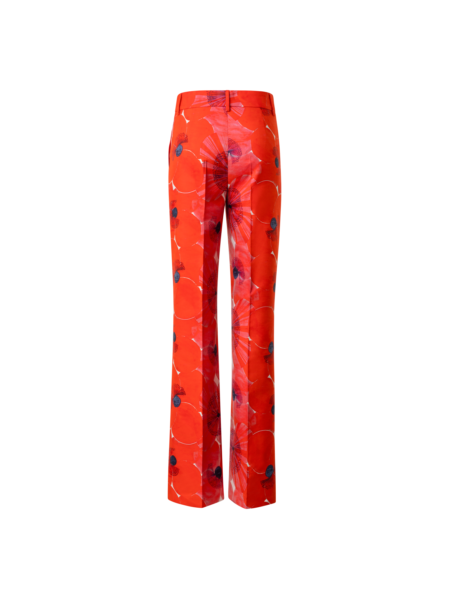 Designer Weite Hose aus Baumwollseide mit Poppy Druck - Bunt - Rot