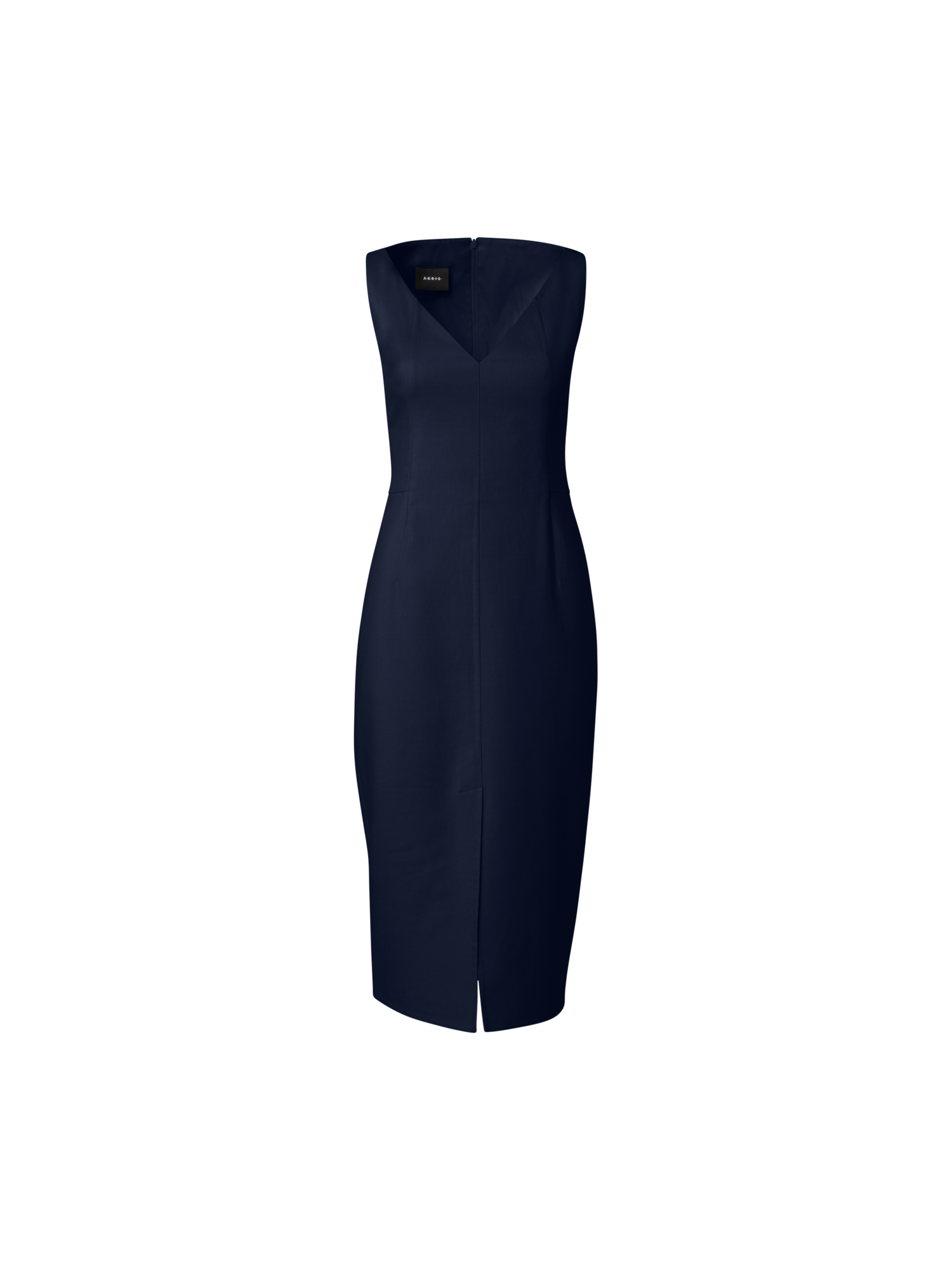 Designer Etuikleid aus Baumwoll-Seiden-Doubleface - Dunkelblau - Blau