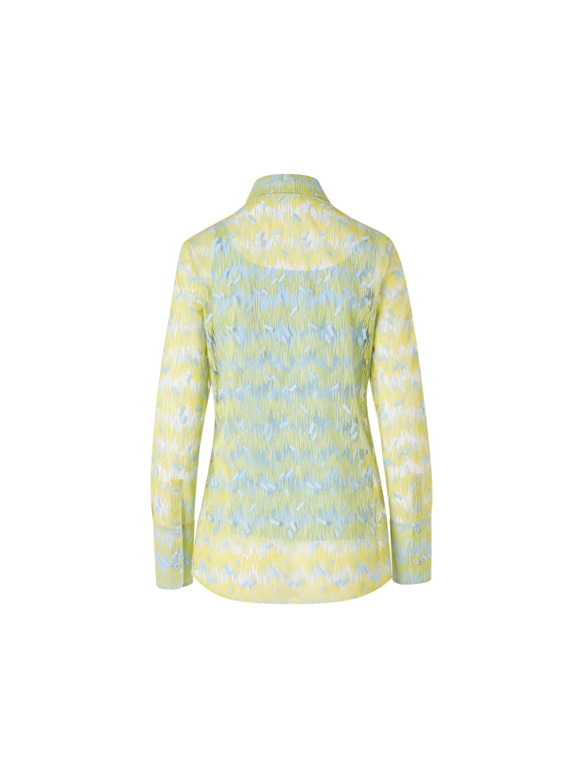 Designer Tüllbluse mit Scribble-Dot-Stickerei - Gelb