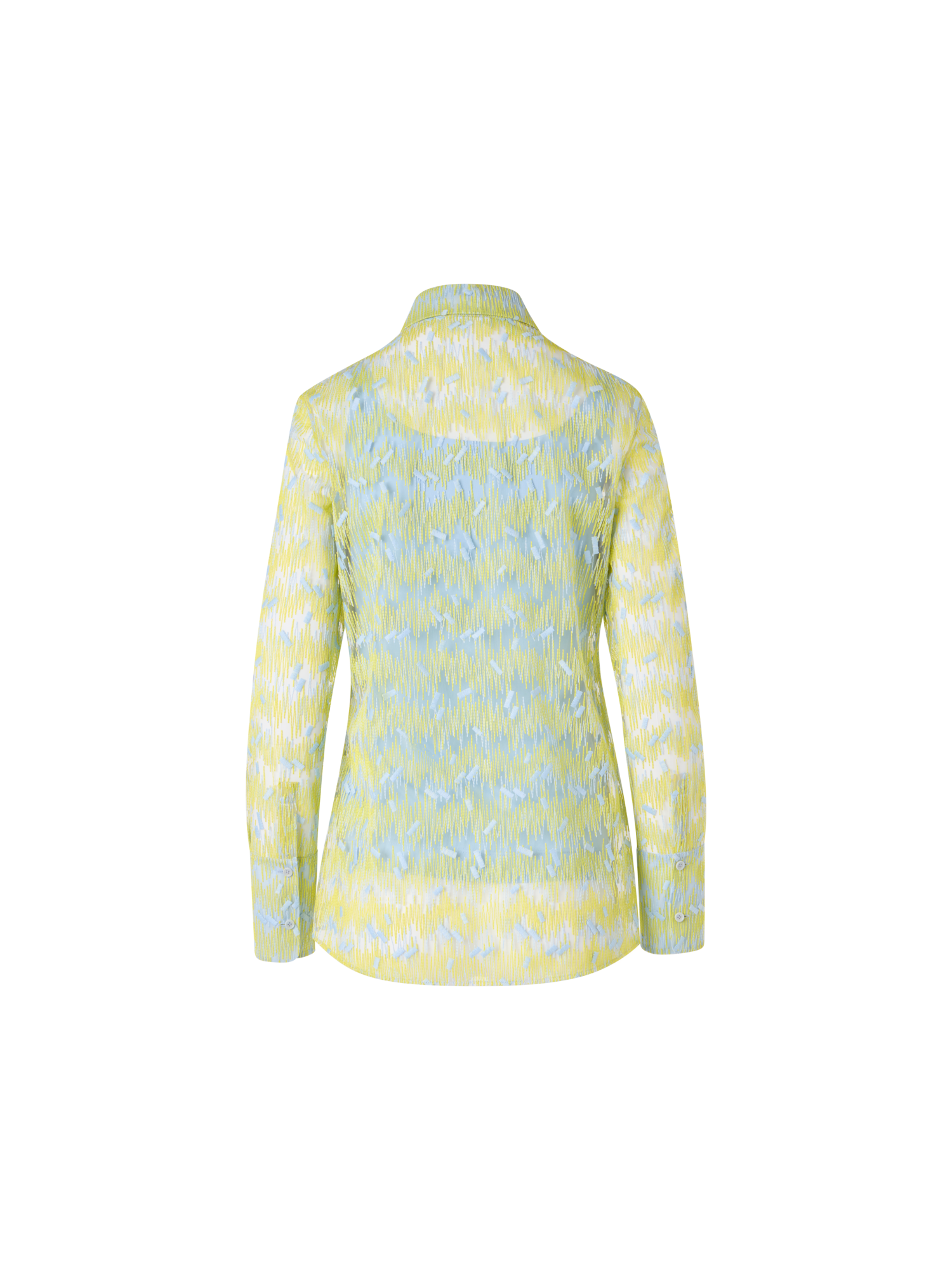 Designer Tüllbluse mit Scribble-Dot-Stickerei - Gelb
