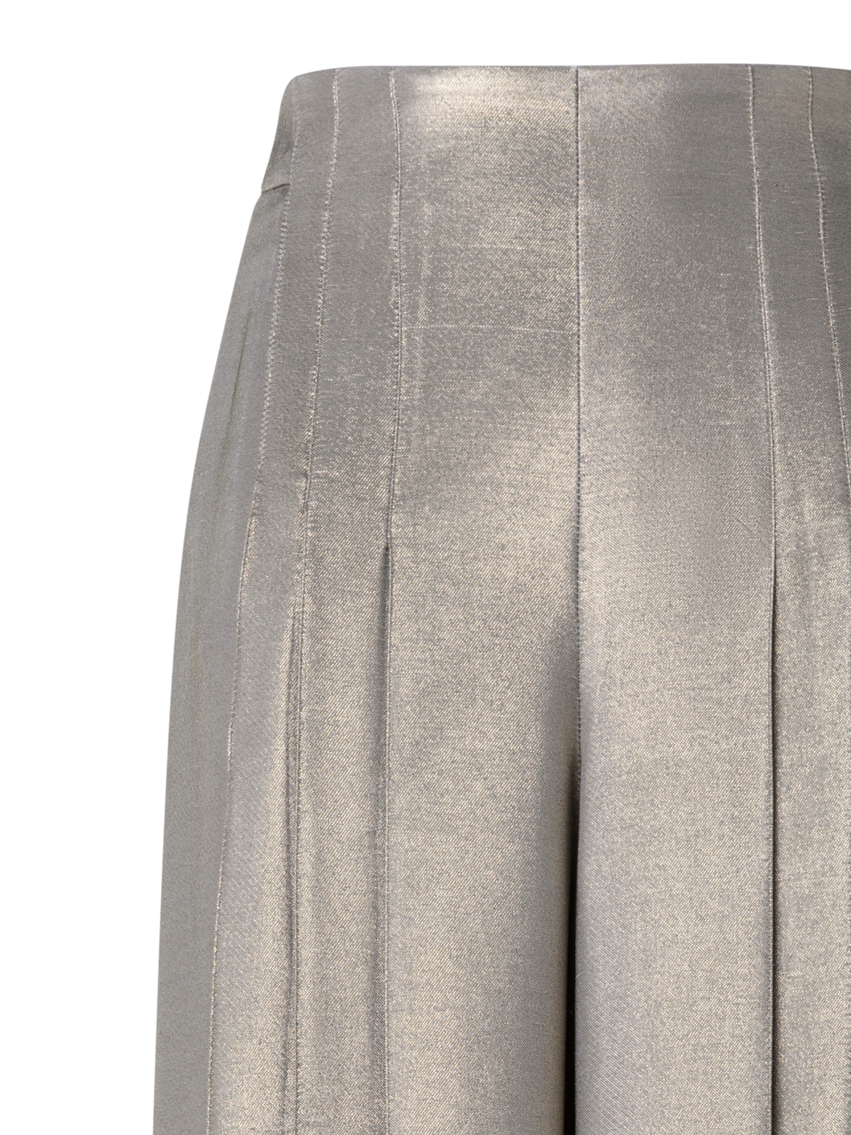 Designer Weite plissierte Hose aus Seiden-Crêpe-Lurex - Gold