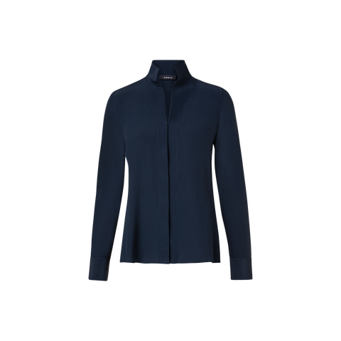 Seidenbluse mit Stehkragen