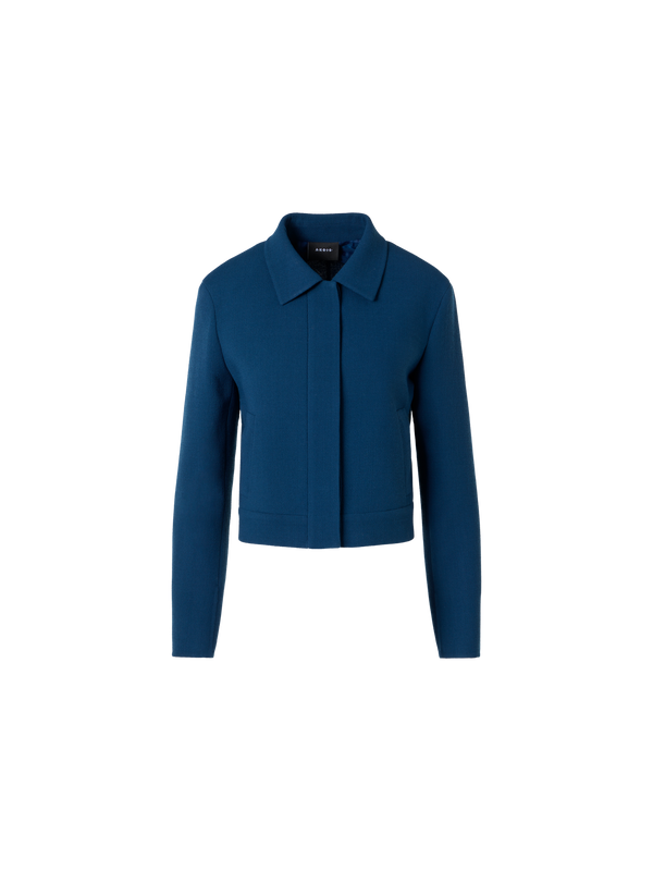 Designer Kato Kurzjacke aus Woll-Krepp-Doubleface - Blau