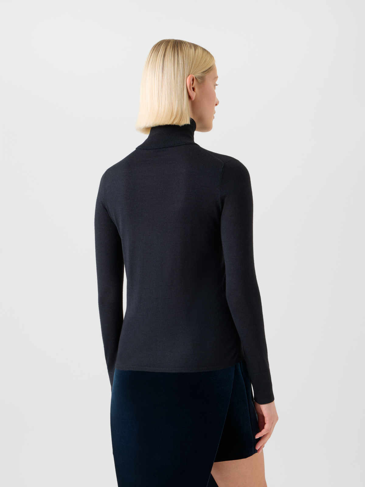 Designer Kaschmir Seide Rollkragen Pullover  - Schwarz #editorial