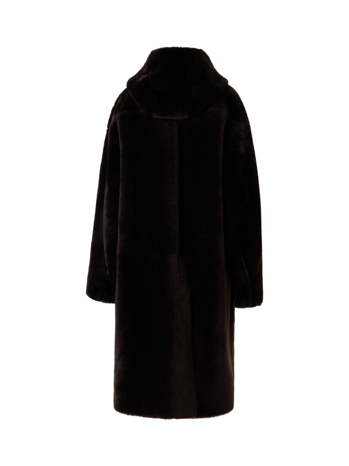 Designer Wendbarer Oversize-Shearling-Mantel mit Kapuze - Braun