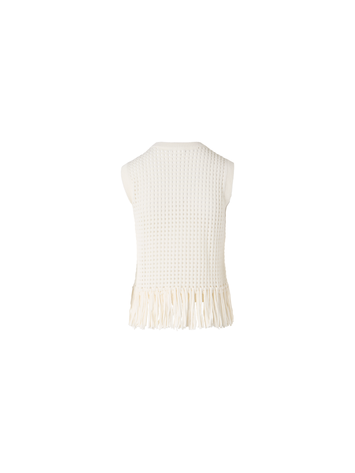 Designer Ärmelloses Stricktop aus grobem Baumwoll-Mesh - Ecru