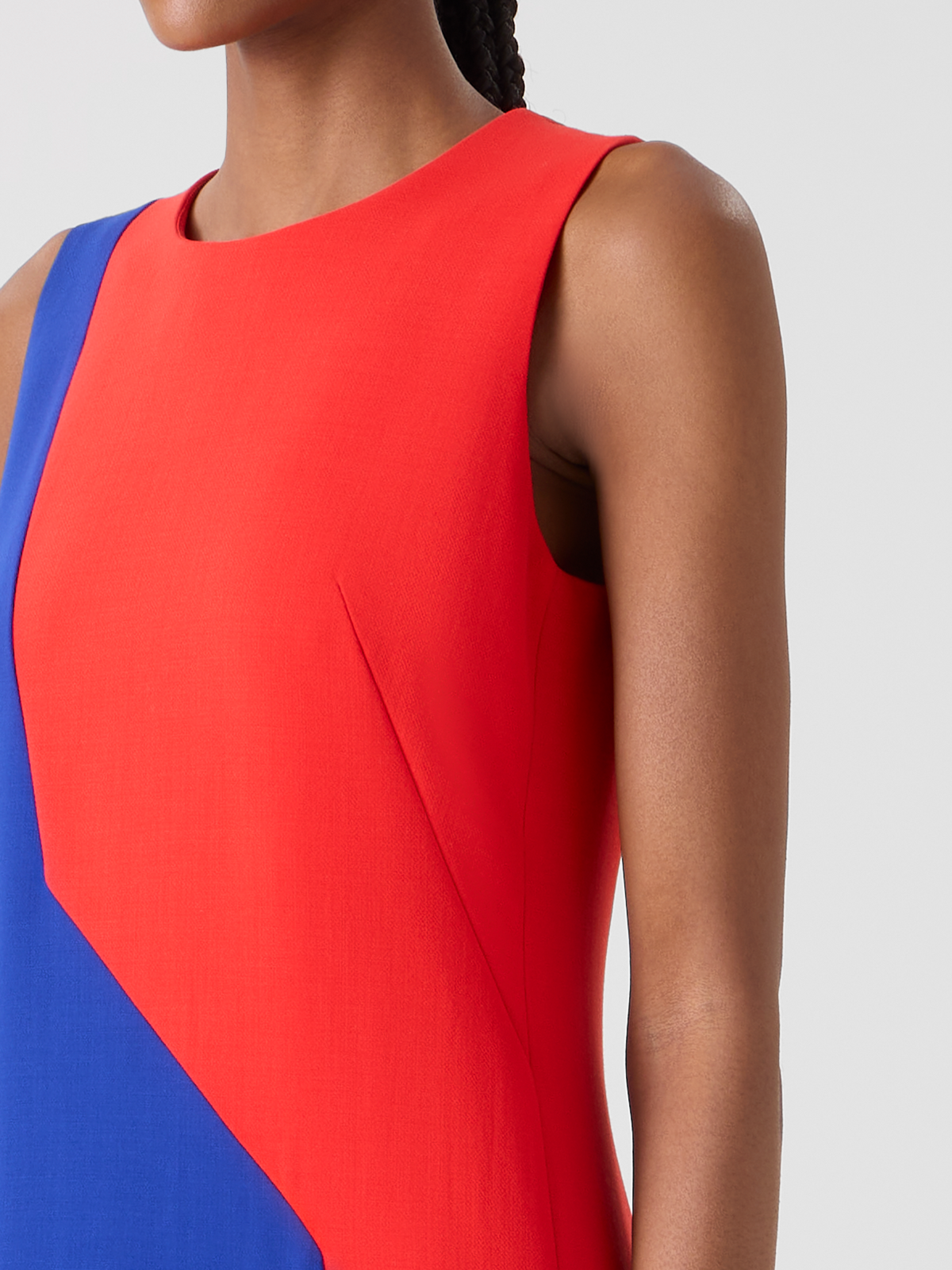 Designer Midi-Etuikleid mit Polygon-Patchwork - Bunt #editorial