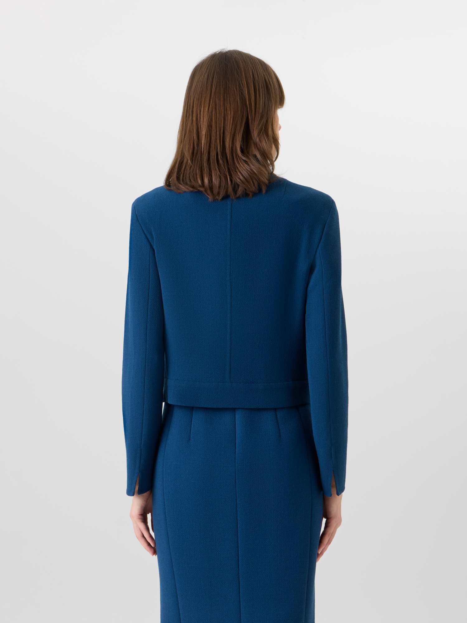 Designer Kato Kurzjacke aus Woll-Krepp-Doubleface - Blau 