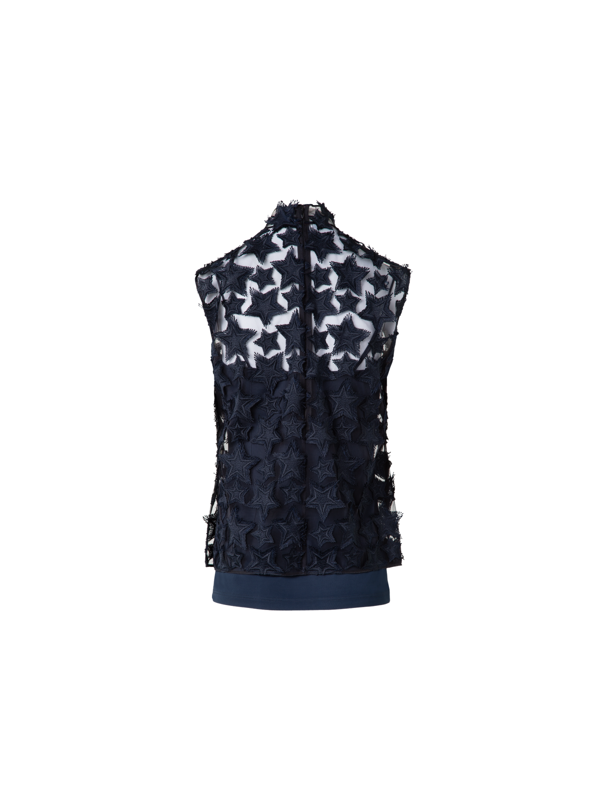 Designer Top mit 3D-Stern-Stickerei - Dunkelblau - Blau