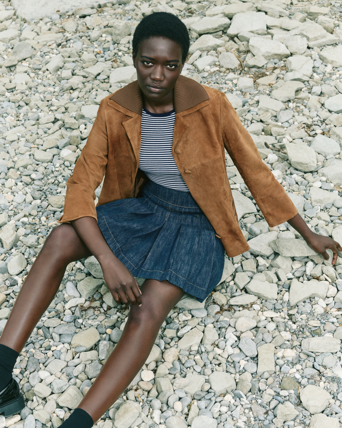 Designer Denim-Minirock mit Falten - Dunkelblau - Blau #editorial