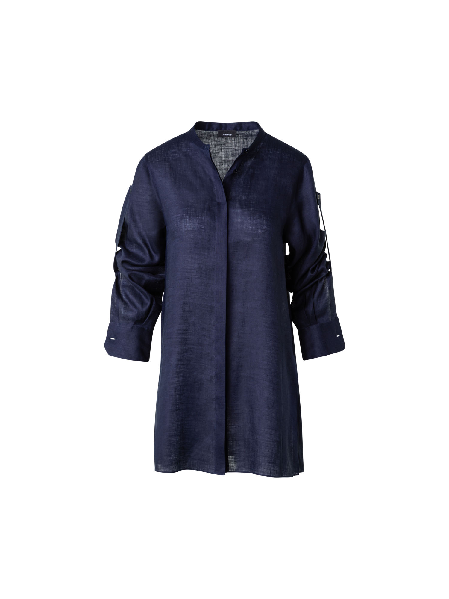 Designer Oversize Tunika-Bluse aus Leinen - Dunkelblau - Blau