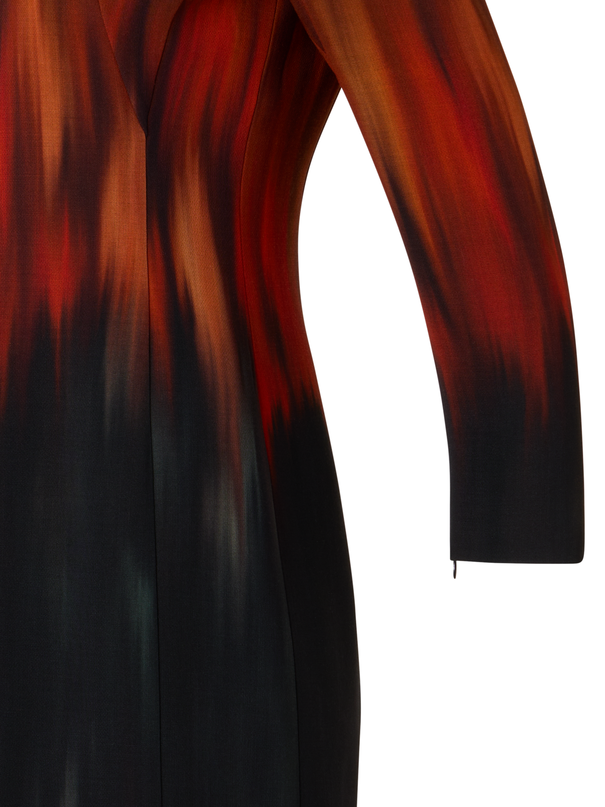 Designer Kleid aus Woll-Double-Face mit Fuego Negro Print - Schwarz - Braun - Rot - Bunt