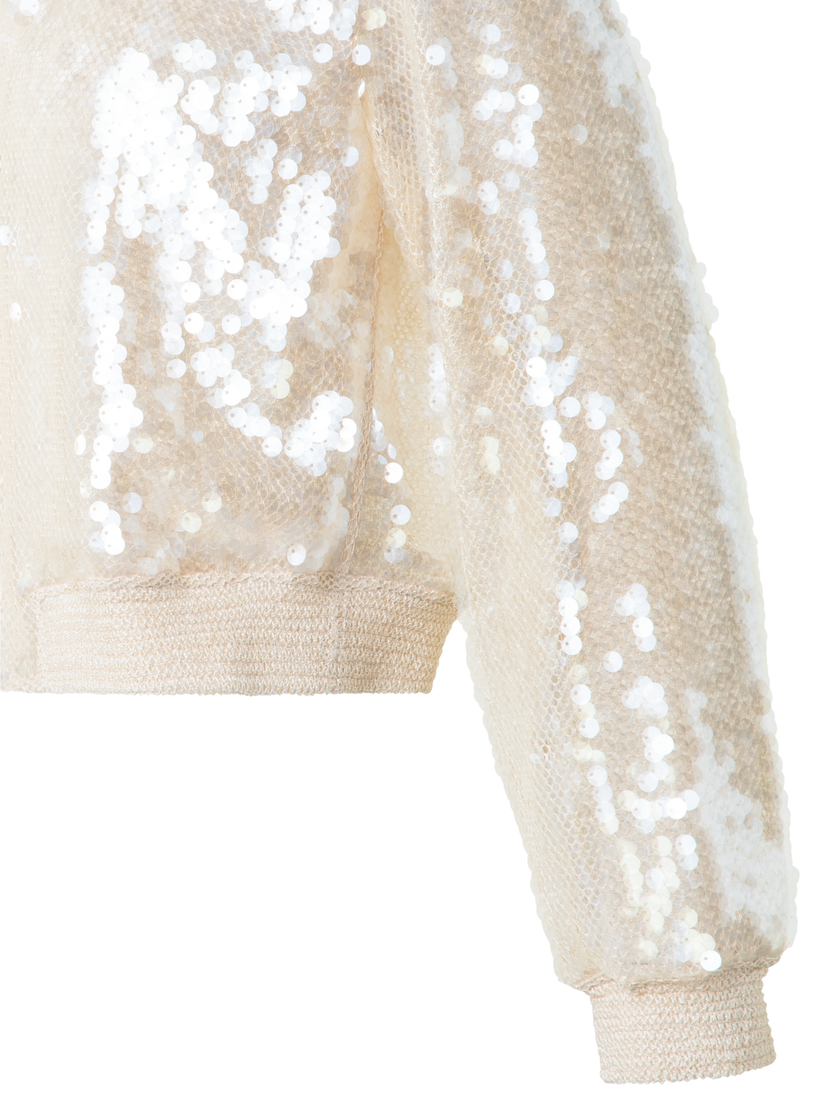 Designer Pailletten-Bomberjacke - Ecru - Beige - Weiss