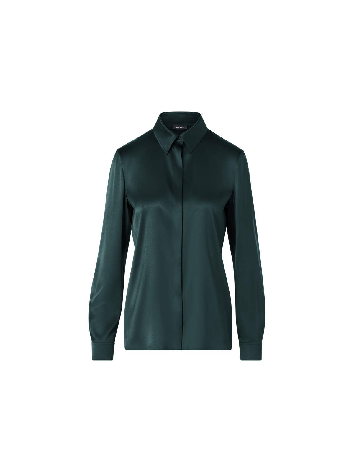 Designer Bluse aus Seidensatin mit Stretch - Grün