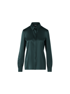 Designer Bluse aus Seidensatin mit Stretch - Grün