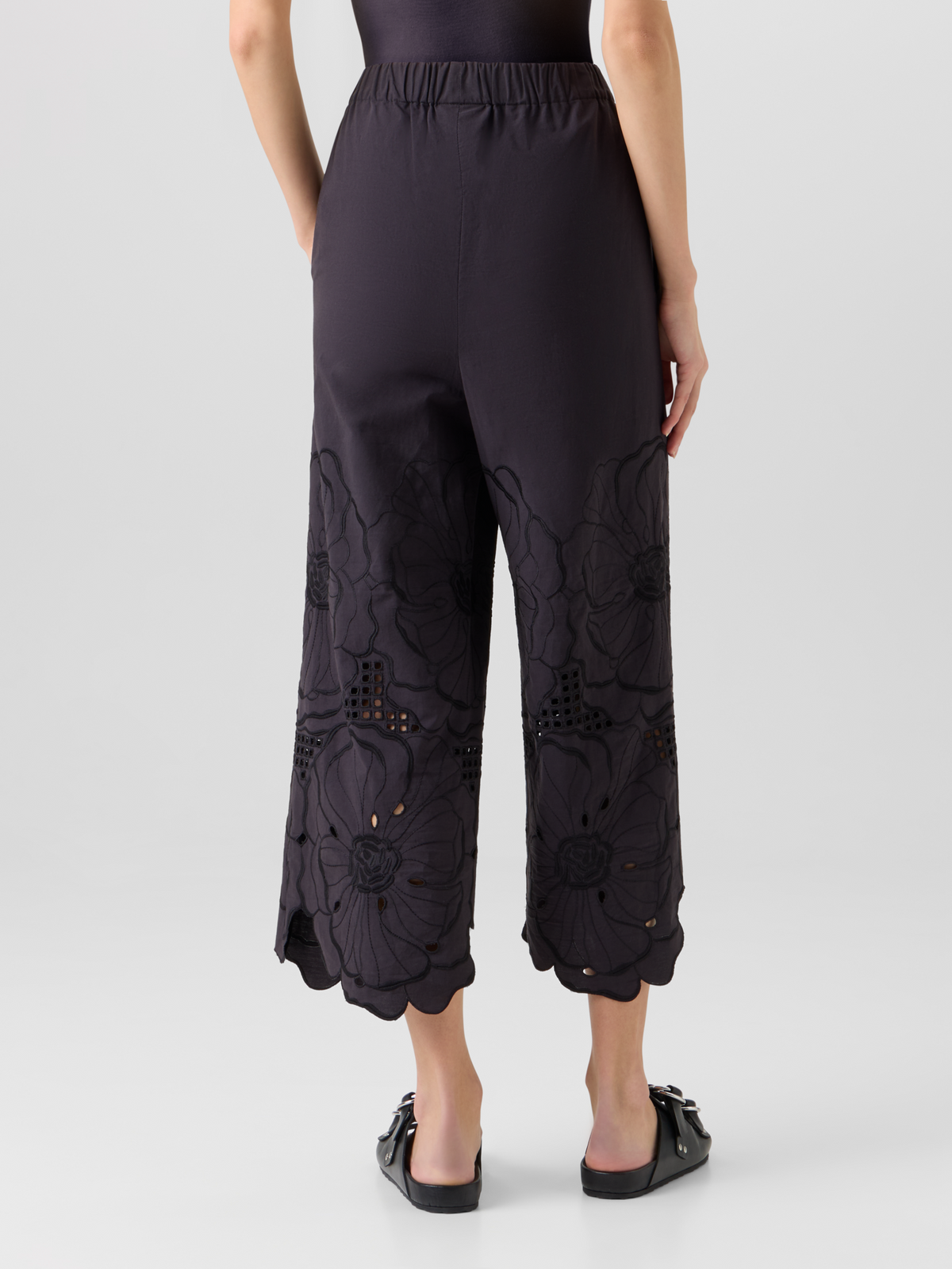 Designer Frey Wide-Leg Hose aus Baumwollpopeline - Schwarz #editorial