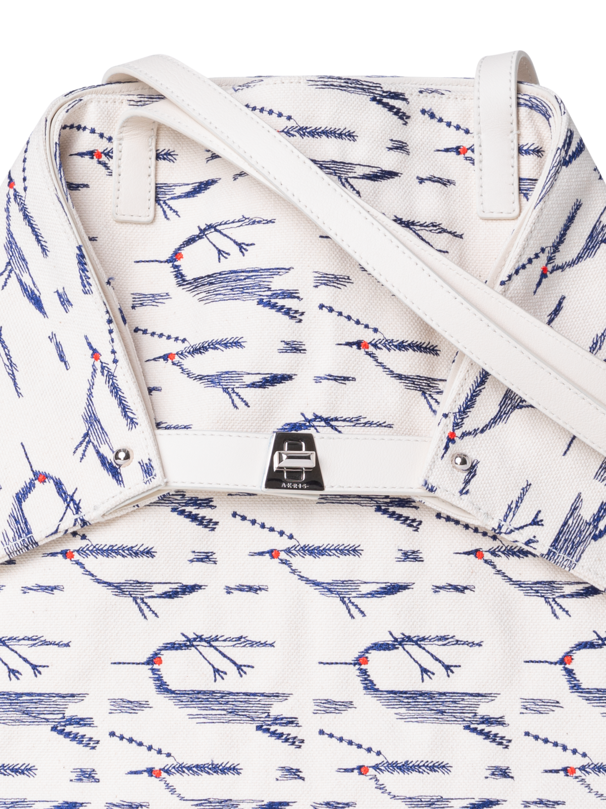 Designer Ai Medium Shoulder Tote - Weiss - Blau - Bunt - Ecru