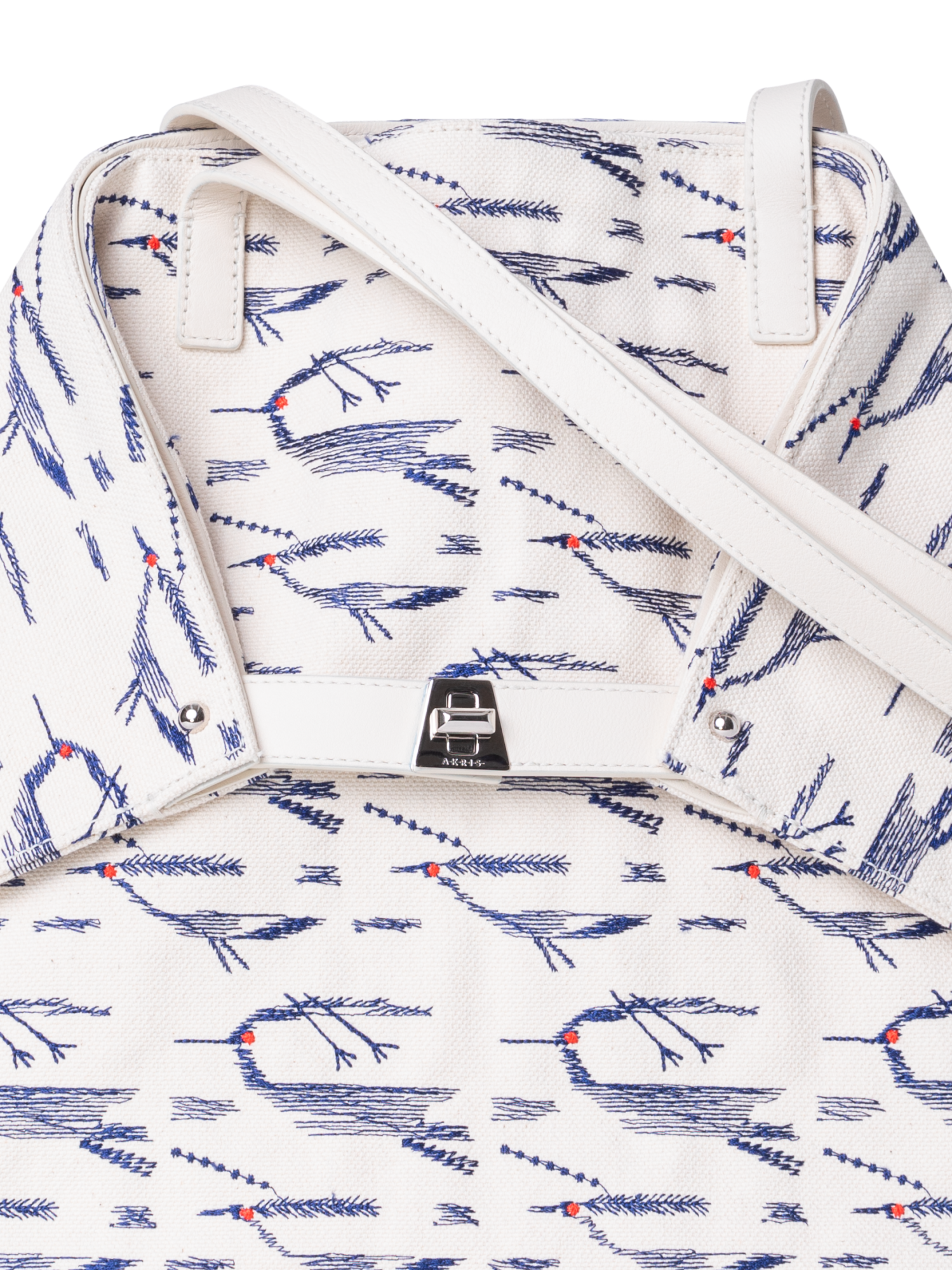 Designer Ai Medium Shoulder Tote - Weiss - Blau - Bunt - Ecru