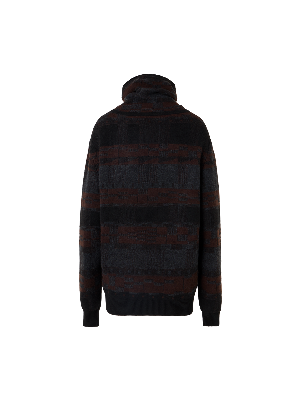 Designer Oversize-Pullover aus Kaschmir-Jacquard mit Tunnelzug - Braun - Schwarz