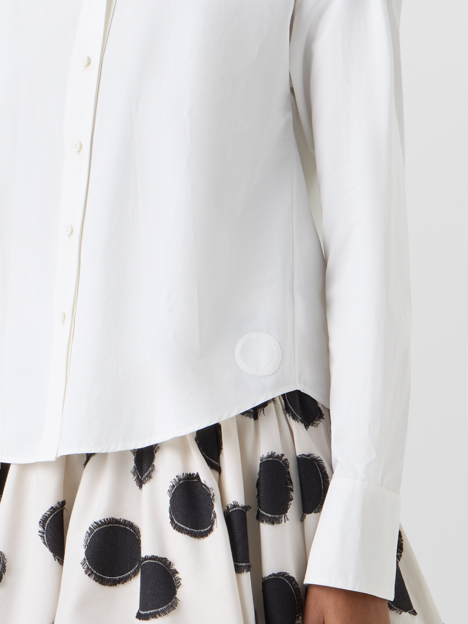Designer Cropped-Hemd aus Baumwollpopeline - Ecru 
