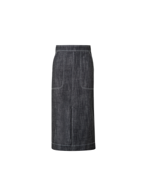 Designer Baumwoll-Denim Jeansrock in A-Linie - Schwarz