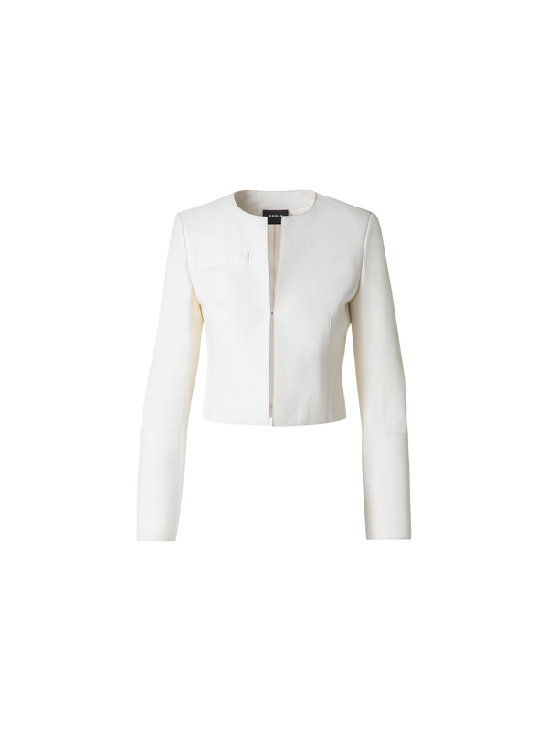 Designer Kurze Lederjacke - Ecru - Weiss